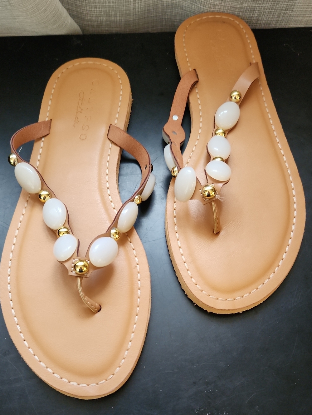Calypso By St. Barth Faux Moonstone Accented Flip Flop 10